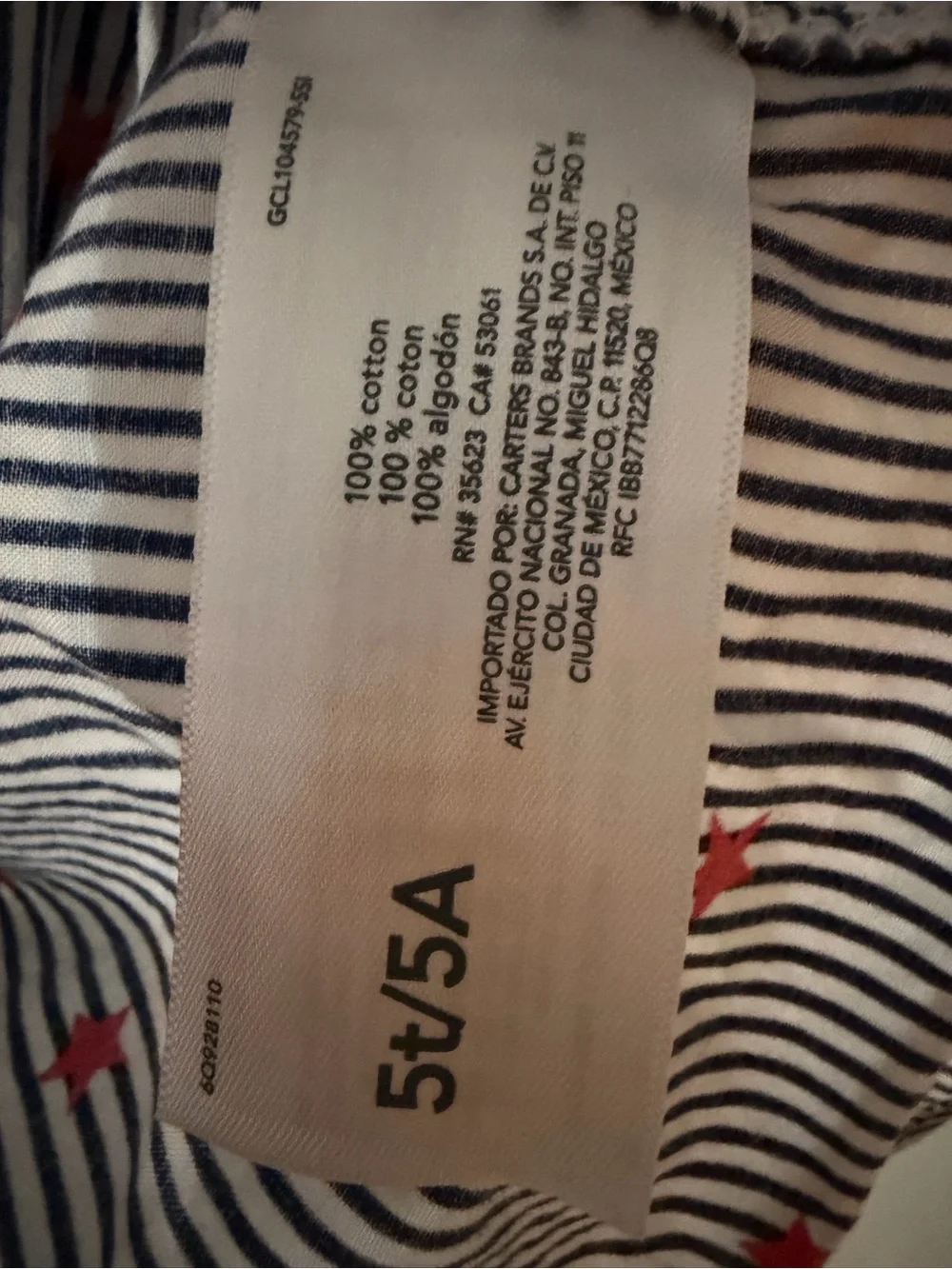 Carter's Navy & White Stripe Button-Down Shirt with Red Stars